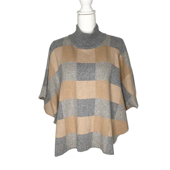 Note di Anita Tan Gray Checkered Dolman Sleeve Mock Neck Sweater One Size - Picture 1 of 7